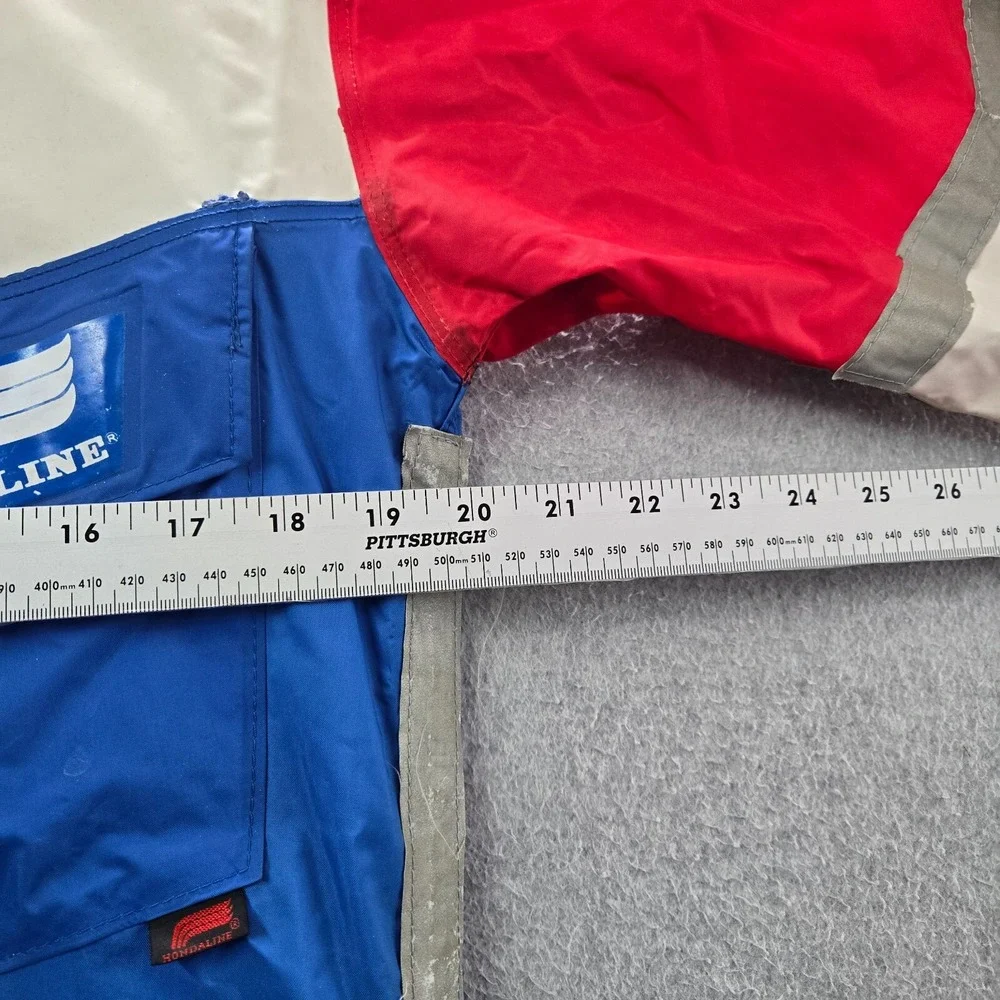 VINTAGE Honda Men Pants XS Red White Blue Colorblock Jumpsuit Racing Hood READ